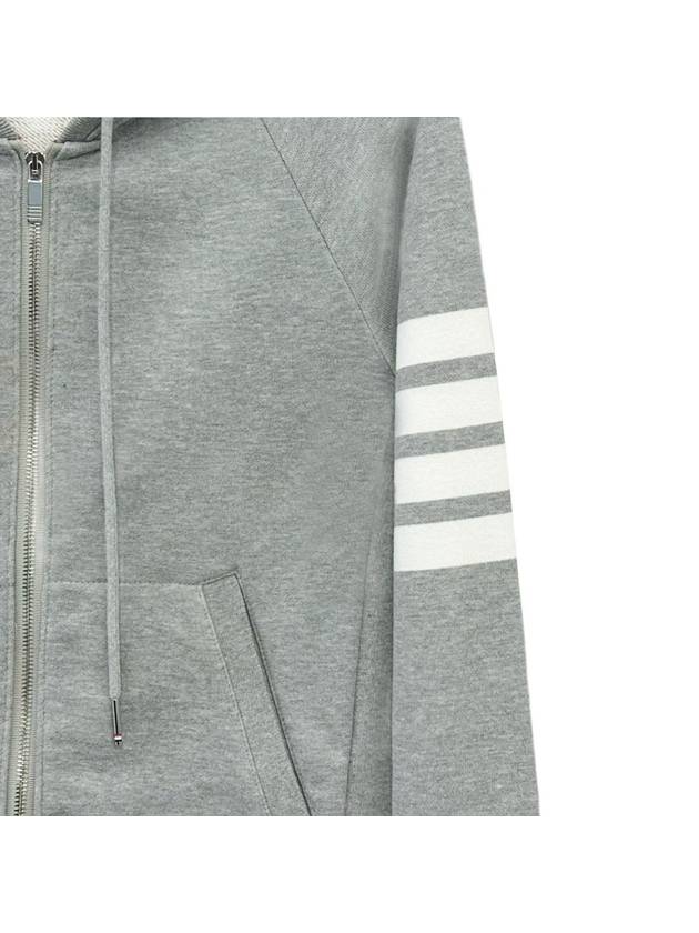 Engineered 4 Bar Diagonal Zip Up Hoodie Light Grey - THOM BROWNE - BALAAN 4