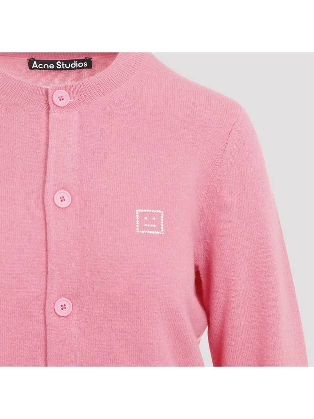 Face Logo Wool Cardigan Tango Pink - ACNE STUDIOS - BALAAN 3