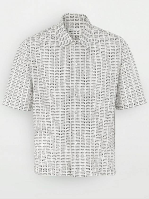 Fragile Printed Cotton Short Sleeve Shirt White Black - MAISON MARGIELA - BALAAN 2