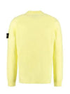 Men's Wappen Patch Crew Neck Wool Knit Top Yellow - STONE ISLAND - BALAAN 4