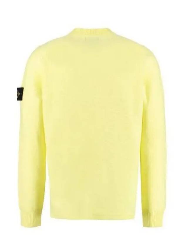 Men's Wappen Patch Crew Neck Wool Knit Top Yellow - STONE ISLAND - BALAAN 4