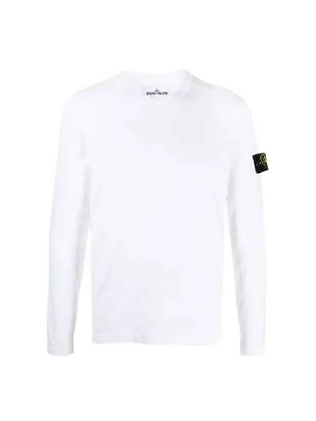 Men's Wappen Patch Crew Neck Cotton Knit Top White - STONE ISLAND - BALAAN 6