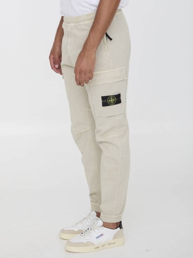 Stretch Cotton Cargo Straight Pants White - STONE ISLAND - BALAAN 3