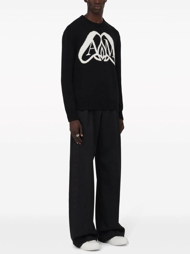 ALEXANDER MCQUEEN LOGO INTARSIA COTTON SWEATSHIRT - ALEXANDER MCQUEEN - BALAAN 3