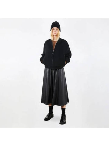 Fake leather long flare skirt black 0061 - VOYONN - BALAAN 1