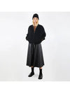 Flare Long Fake Leather A-Line Skirt Black - VOYONN - BALAAN 2