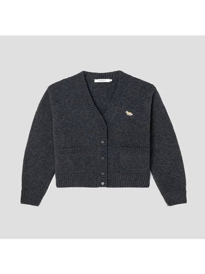 Baby Fox Patch Boxy Cardigan Dark Grey Melange - MAISON KITSUNE - BALAAN 2