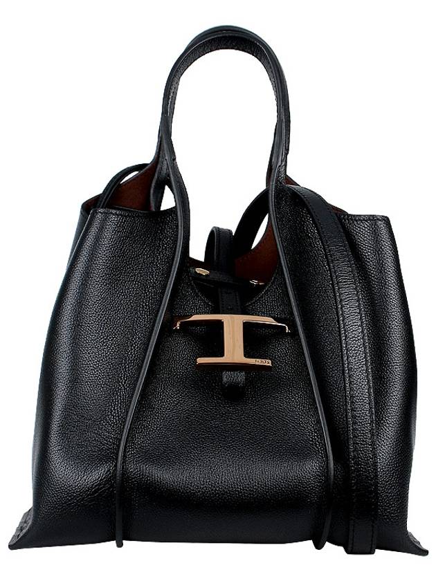 T Timeless Leather Shopping Mini Tote Bag Black - TOD'S - BALAAN 3