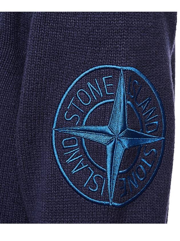 Men's Big Embroidered Logo Mock Neck Knit Top Navy - STONE ISLAND - BALAAN 7