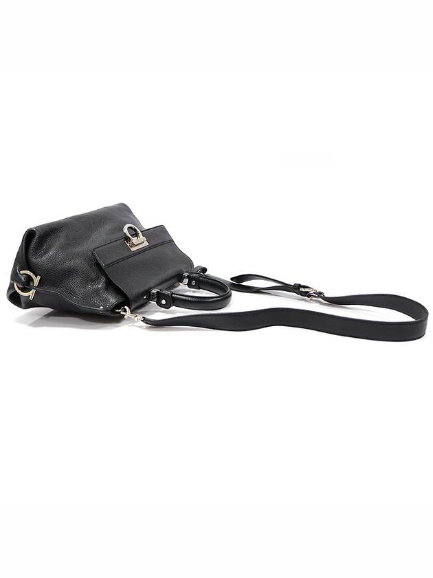 21 A896 Black Calfskin Silver Plated Gancini Sophia Small 2WAY - SALVATORE FERRAGAMO - BALAAN 4