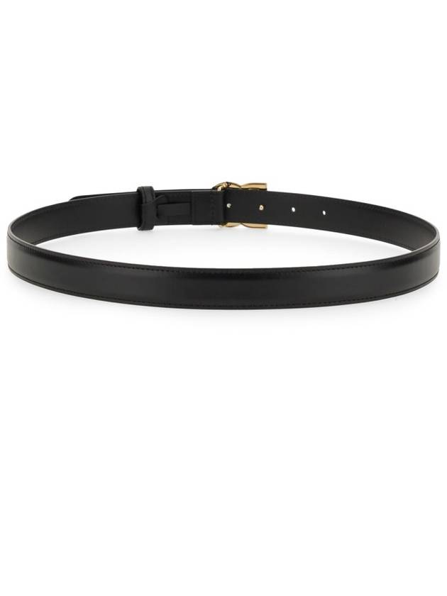 Women's Gold DG Logo Leather Belt Black - DOLCE&GABBANA - BALAAN 4