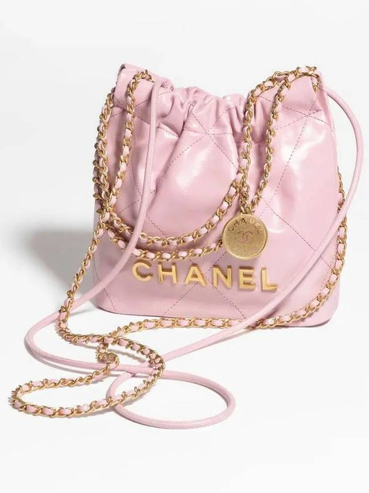 22 Mini handbag two bag shiny calfskin light pink gold AS3980 B08037 NY558 - CHANEL - BALAAN 2