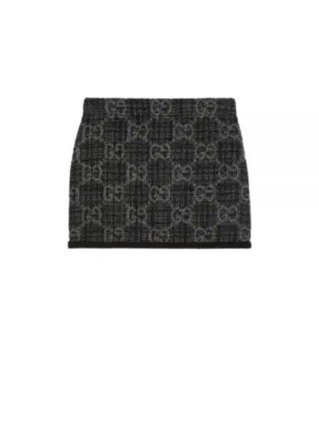 Women's GG Monogram Tweed A-Line Skirt Dark Grey - GUCCI - BALAAN 2