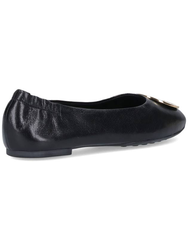 Logo Leather Ballerina Flat Black - TORY BURCH - BALAAN 5