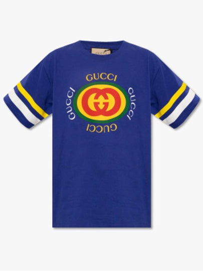 Men's GG Logo Short Sleeve T-Shirt Blue - GUCCI - BALAAN 2