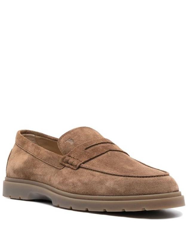 Pebble Tab Moccasin Suede Penny Loafers Brown - TOD'S - BALAAN 3