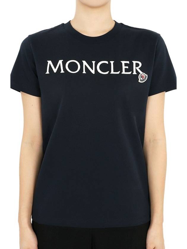 Moncler Women s Logo Patch Embroidery Short Sleeve Navy 8C00006 829HP 778 - MONCLER - BALAAN 2