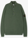 Wappen Patch Half Button Lambswool Knit Top Musk Green - STONE ISLAND - BALAAN 3