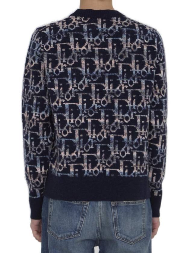 Oblique Jacquard Wool Knit Top Navy - DIOR - BALAAN 3