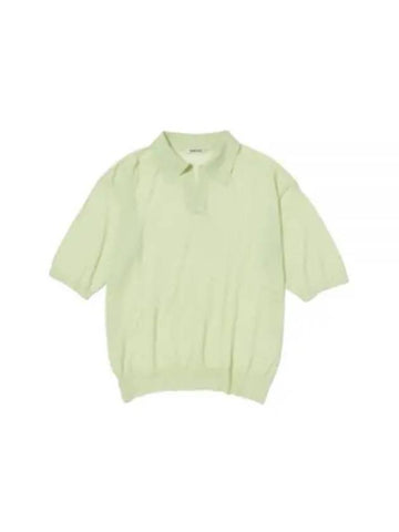 24 HARD TWIST HIGH GAUGE WOOL SILK KNIT SKIPPER POLO LIMEYELLOW A24SP02WS tee - AURALEE - BALAAN 1