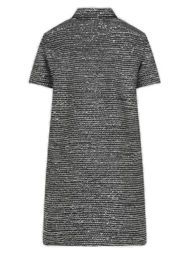 Striped Tweed Lamé Short Dress Black Silver - GUCCI - BALAAN 3