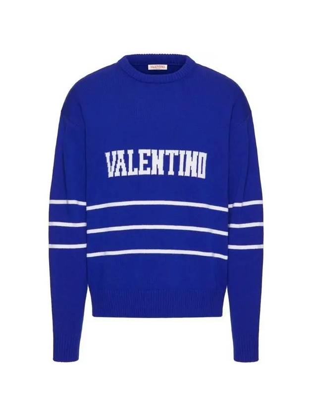 FW23 Logo Sweater Blue 2V3KC23N94V UZQ - VALENTINO - BALAAN 1