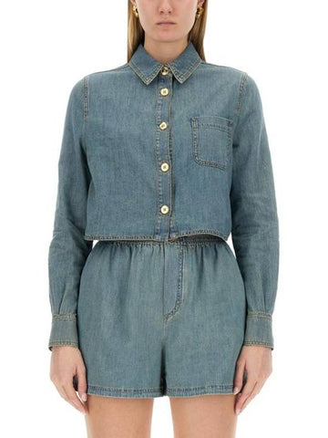 Blouse Shirt 02110536 0282 DENIM - MOSCHINO - BALAAN 1