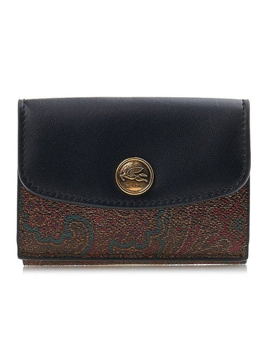 Paisley Compact Half Wallet Black Brown - ETRO - BALAAN 1