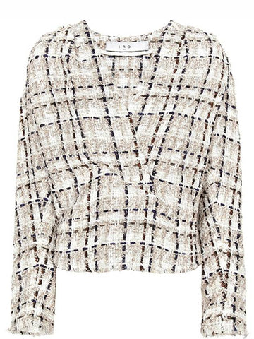 Patria V-Neck Tweed Blouse Ecru - IRO - BALAAN 1