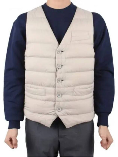 V-Neck Down Vest Beige - HERNO - BALAAN 2