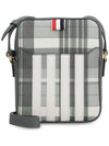 Madras 4-Bar Vertical Pepple Grain Leather Cross Bag Grey - THOM BROWNE - BALAAN 1