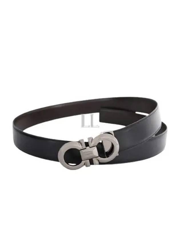 Reversible Adjustable Gancini Leather Belt Black Dark Brown - SALVATORE FERRAGAMO - BALAAN 2