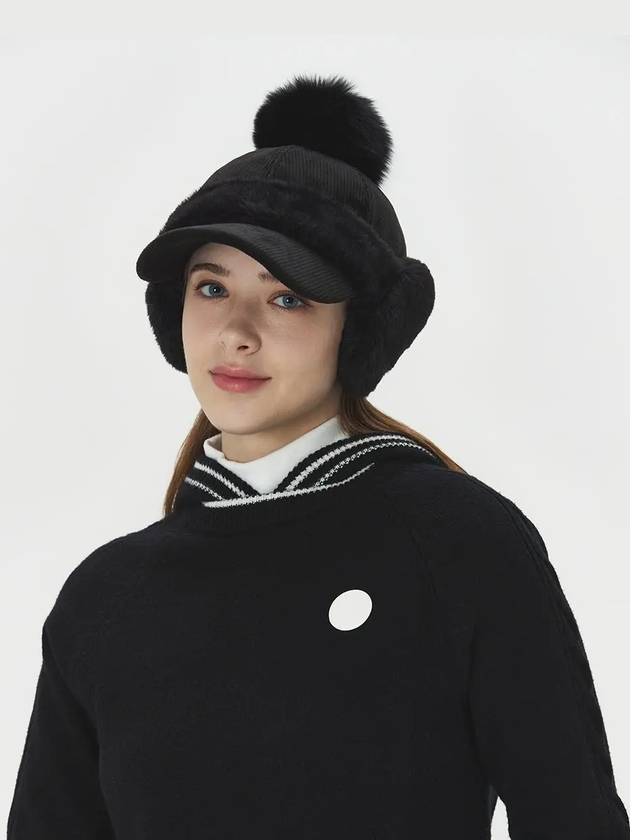 Women s Fake Fur Corduroy Ear shaped Hat DE4WAP782BK - DUVIK - BALAAN 8