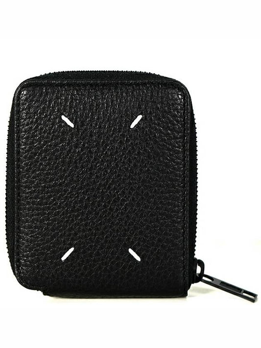 Stitched Classic Zipper Half Wallet Black - MAISON MARGIELA - BALAAN.