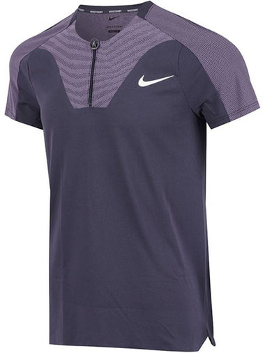 Court Dri Fit ADV Slam Tennis Short Sleeve T-Shirt Purple - NIKE - BALAAN 1