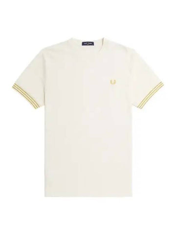 Fred Perry striped cuff short sleeve t shirt ecru - FRED PERRY - BALAAN 1