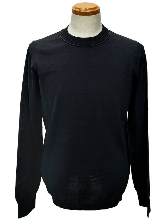 Back Stitch Crew Neck Wool Knit Top Black - MAISON MARGIELA - BALAAN 2