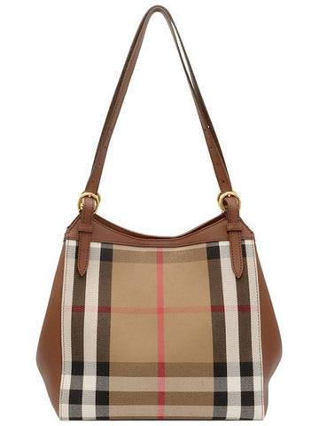 House Check Brown Leather Canterbury Small Tote Shoulder Bag - BURBERRY - BALAAN 1