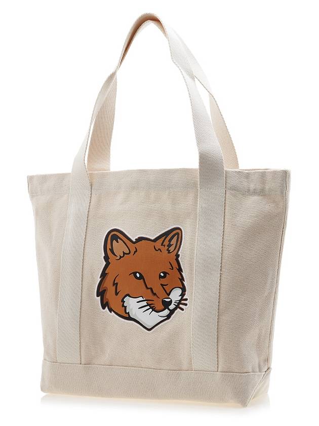 Fox Head Print Tote Bag Ecru - MAISON KITSUNE - BALAAN 3