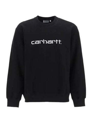 Men s WIP Logo Embroidered Sweatshirt Black I030546 0D2XX - CARHARTT - BALAAN 1