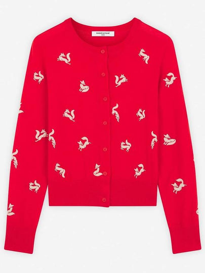 Fancy Fox Embroidery Cardigan Wild Strawberry - MAISON KITSUNE - BALAAN 2