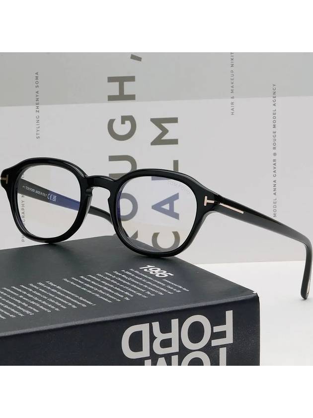 Blue light blocking glasses frame TF5871B 001 square black horn - TOM FORD - BALAAN 2