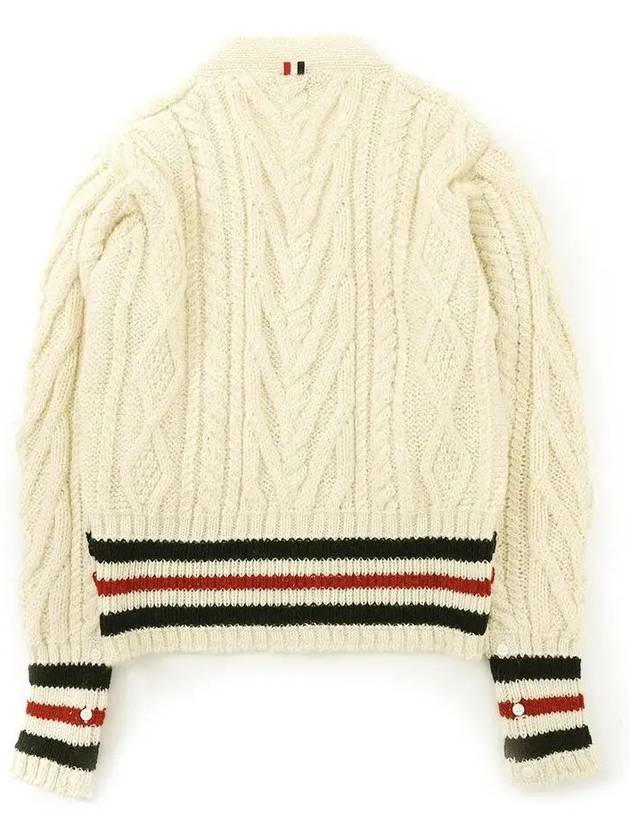 Aran Cable Classic Mohair Cardigan White - THOM BROWNE - BALAAN 4