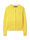 W cable knit cotton crew neck cardigan yellow - POLO RALPH LAUREN - BALAAN 2