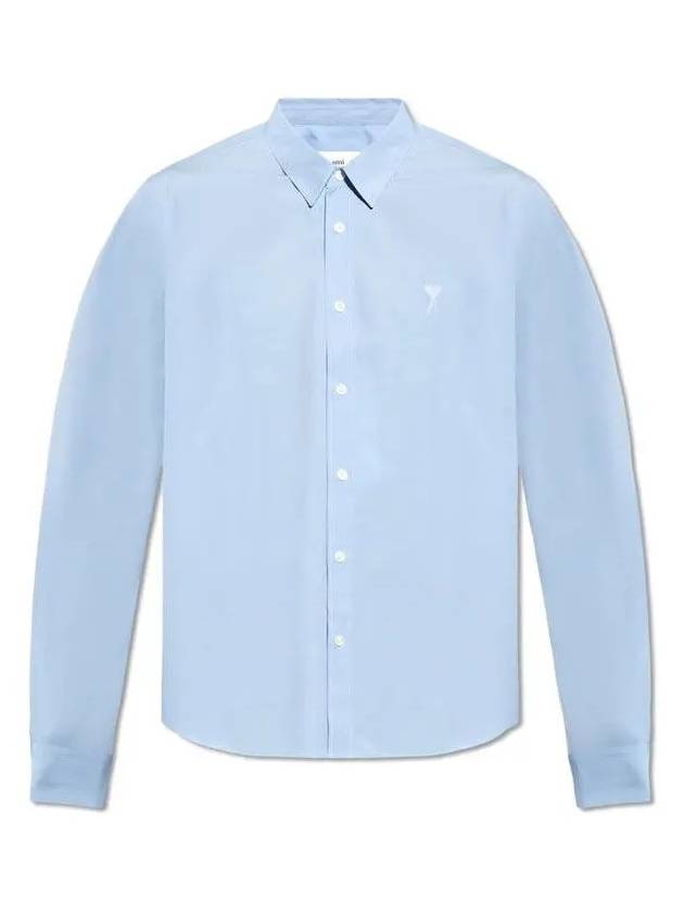 De Coeur Embroidery Cotton Long Sleeve Shirt Blue - AMI - BALAAN 2