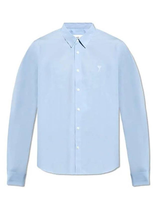 De Coeur Embroidery Cotton Long Sleeve Shirt Blue - AMI - BALAAN 2