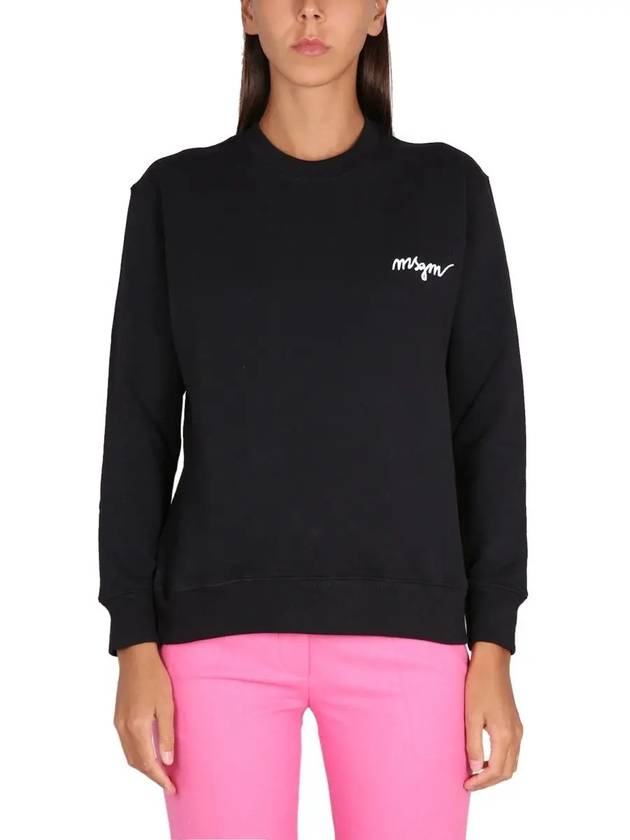 Embroidered Logo Cotton Sweatshirt Black - MSGM - BALAAN 2