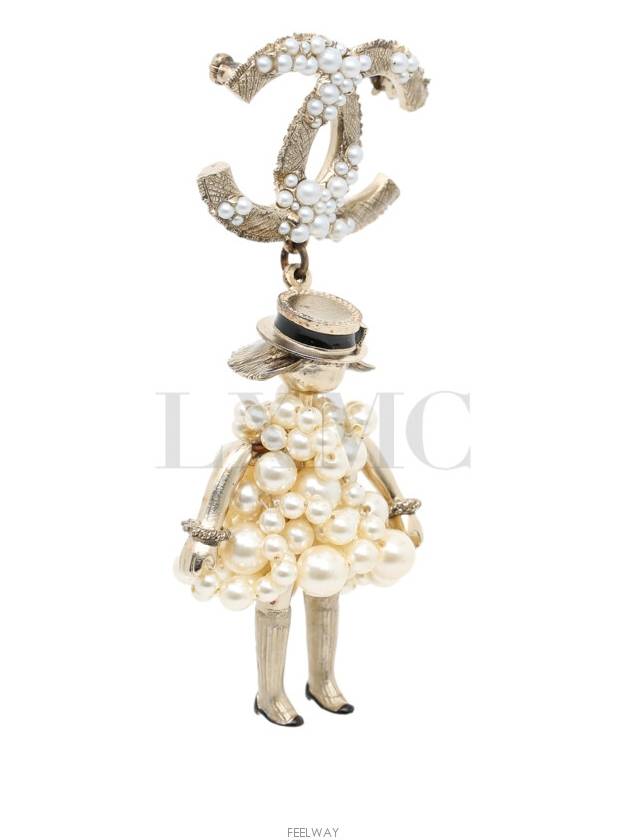 Coco Madame Mademoiselle CC logo doll brooch pearl - CHANEL - BALAAN 3