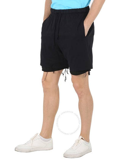 424 Men's Black Double Layer Cotton Shorts, Size X-Small - 424 - BALAAN 2