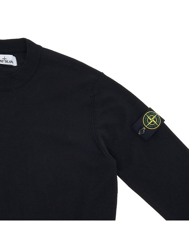 Soft Cotton Crewneck Knit Top Black - STONE ISLAND - BALAAN 5